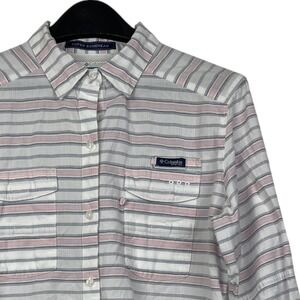 Columbia PFG Super Bonehead‎ Vented Mens M Fishing Cotton Long Sleeve Shirt Pink